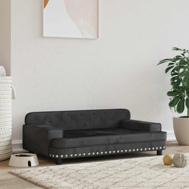 Lit pour chien noir 90x53x30 cm velours 