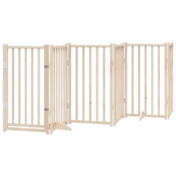 Barrière pour chiens avec porte 6 panneaux bois de sapin massif 