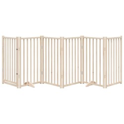 Barrière pour chiens avec porte 6 panneaux bois de sapin massif 