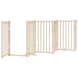 Barrière pour chiens avec porte 6 panneaux bois de sapin massif 