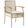 Ensemble à manger de jardin avec coussins 5pcs Beige poly rotin 