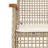 Ensemble à manger de jardin avec coussins 5pcs Beige poly rotin 