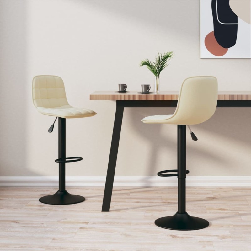 Tabourets de bar lot de 2 crème velours Tabourets de bar lot de 2 crème velours