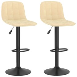 Tabourets de bar lot de 2 crème velours 