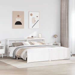Cadre de lit avec tête de lit sans matelas blanc 200x200 cm 