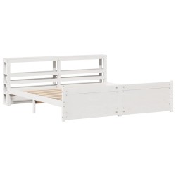 Cadre de lit avec tête de lit sans matelas blanc 200x200 cm 