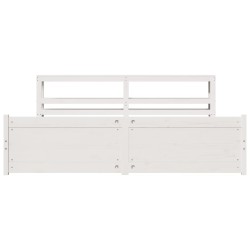 Cadre de lit avec tête de lit sans matelas blanc 200x200 cm 