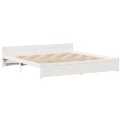 Cadre de lit avec tête de lit sans matelas blanc 200x200 cm 