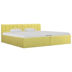 Cadre de lit à stockage hydraulique jaune lime tissu 180x200 cm  