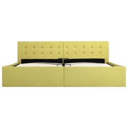 Cadre de lit à stockage hydraulique jaune lime tissu 180x200 cm  