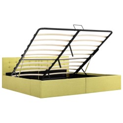 Cadre de lit à stockage hydraulique jaune lime tissu 180x200 cm  