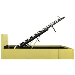 Cadre de lit à stockage hydraulique jaune lime tissu 180x200 cm  