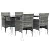 Ensemble à manger de jardin et coussins 5pcs Gris/noir 