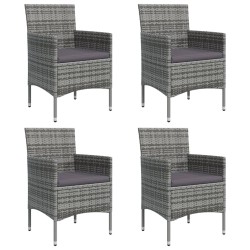 Ensemble à manger de jardin et coussins 5pcs Gris/noir 