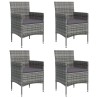 Ensemble à manger de jardin et coussins 5pcs Gris/noir 