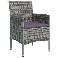 Ensemble à manger de jardin et coussins 5pcs Gris/noir 