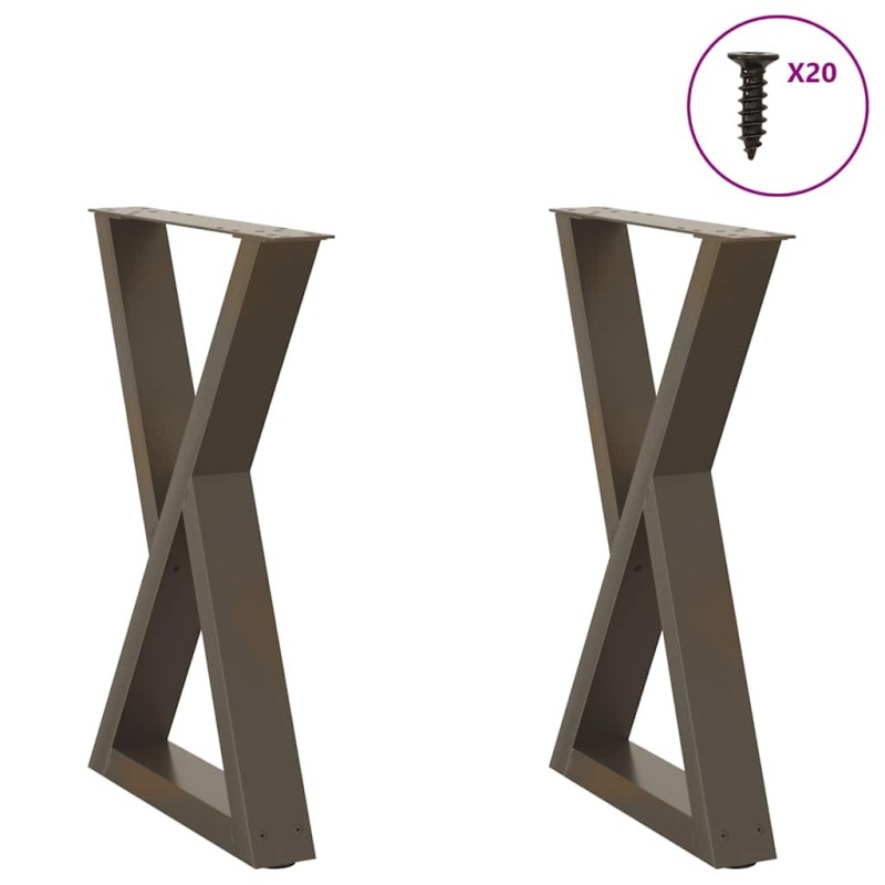 Pieds de table à manger 2 pièces Acier naturel 50 x (72-73,3) cm Acier 