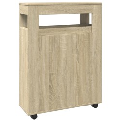 Meuble étroit de salle de bain à roulettes chêne sonoma 