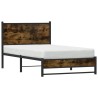 Cadre de lit en métal sans matelas chêne fumé 107x203 cm 