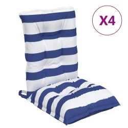 Coussins de chaise à dossier bas lot de 4 rayures bleu/blanc 