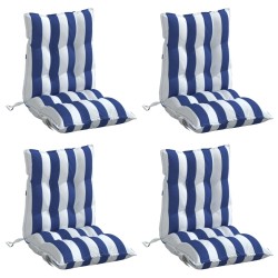 Coussins de chaise à dossier bas lot de 4 rayures bleu/blanc 