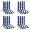 Coussins de chaise à dossier bas lot de 4 rayures bleu/blanc 