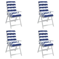 Coussins de chaise à dossier bas lot de 4 rayures bleu/blanc 
