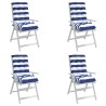 Coussins de chaise à dossier bas lot de 4 rayures bleu/blanc 