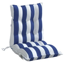 Coussins de chaise à dossier bas lot de 4 rayures bleu/blanc 