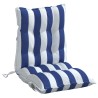 Coussins de chaise à dossier bas lot de 4 rayures bleu/blanc 