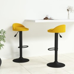 Tabourets de bar lot de 2 Jaune Velours 