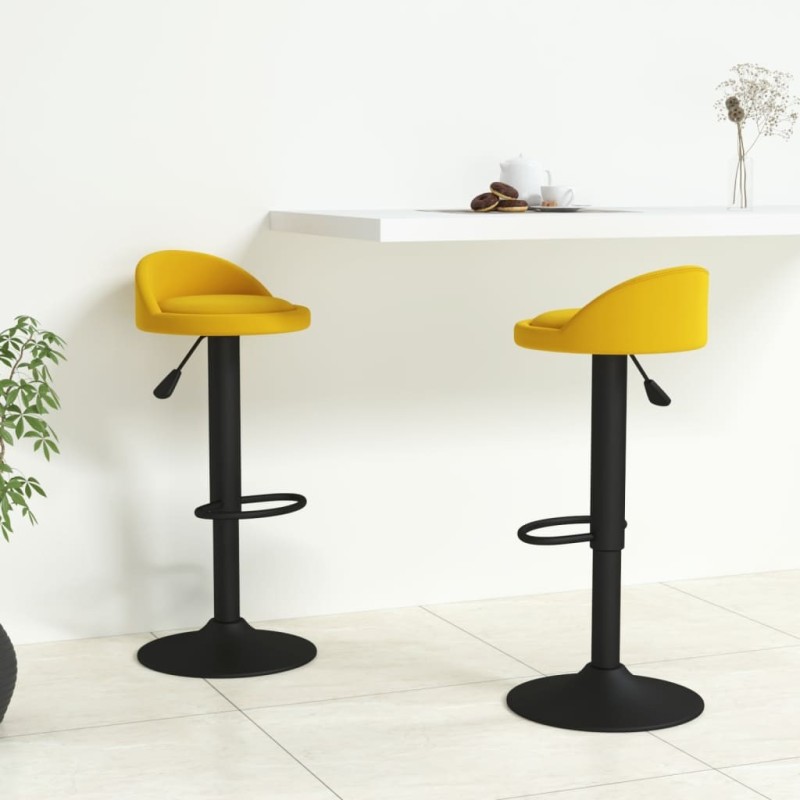 Tabourets de bar lot de 2 Jaune Velours Tabourets de bar lot de 2 Jaune Velours