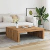 Table basse chêne artisanal 100x100x35 cm bois d'ingénierie 