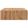 Table basse chêne artisanal 100x100x35 cm bois d'ingénierie 