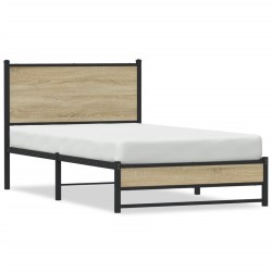 Cadre de lit en métal sans matelas chêne sonoma 107x203 cm 