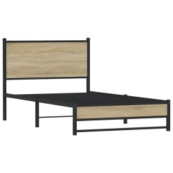 Cadre de lit en métal sans matelas chêne sonoma 107x203 cm 
