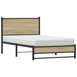 Cadre de lit en métal sans matelas chêne sonoma 107x203 cm 