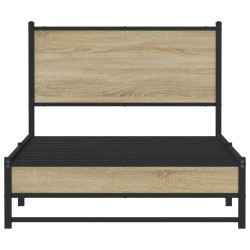 Cadre de lit en métal sans matelas chêne sonoma 107x203 cm 