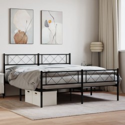 Cadre de lit métal sans matelas avec pied de lit noir 120x190cm 