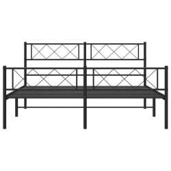 Cadre de lit métal sans matelas avec pied de lit noir 120x190cm 