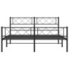 Cadre de lit métal sans matelas avec pied de lit noir 120x190cm 