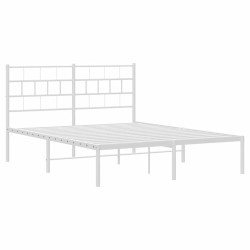 Cadre de lit métal sans matelas et tête de lit blanc 150x200 cm 