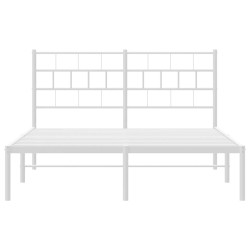 Cadre de lit métal sans matelas et tête de lit blanc 150x200 cm 