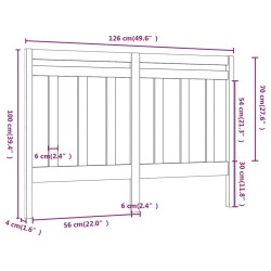 Tête de lit Marron miel 126x4x100 cm Bois massif de pin 
