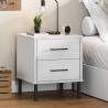 Table de chevet avec pieds en métal Blanc Bois pin massif OSLO 