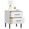 Table de chevet avec pieds en métal Blanc Bois pin massif OSLO 