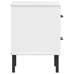 Table de chevet avec pieds en métal Blanc Bois pin massif OSLO 