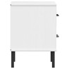 Table de chevet avec pieds en métal Blanc Bois pin massif OSLO 
