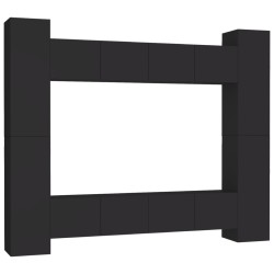 Ensemble de meubles TV 8 pcs Noir Bois d'ingénierie 