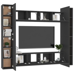 Ensemble de meubles TV 8 pcs Noir Bois d'ingénierie 